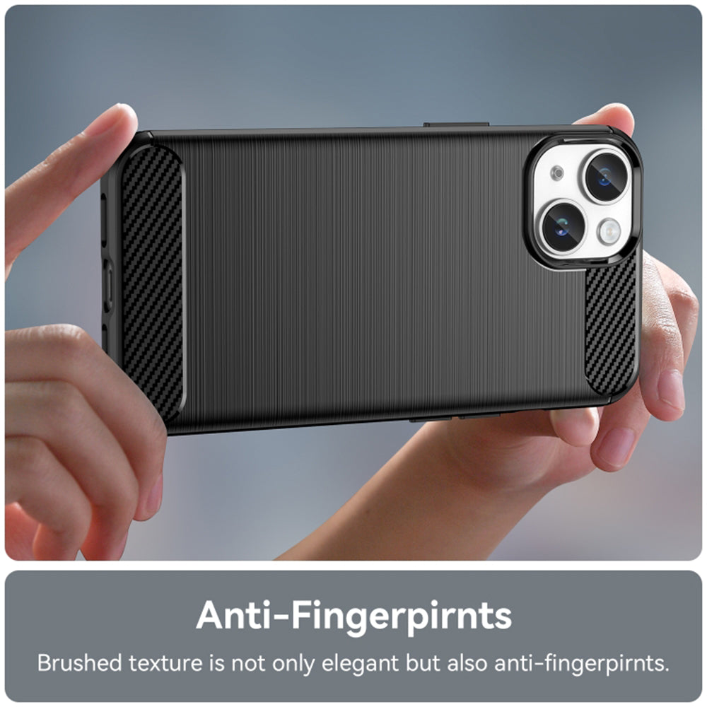 Hülle für Apple iPhone 15 Plus, Techsuit, Carbon, Schwarz
