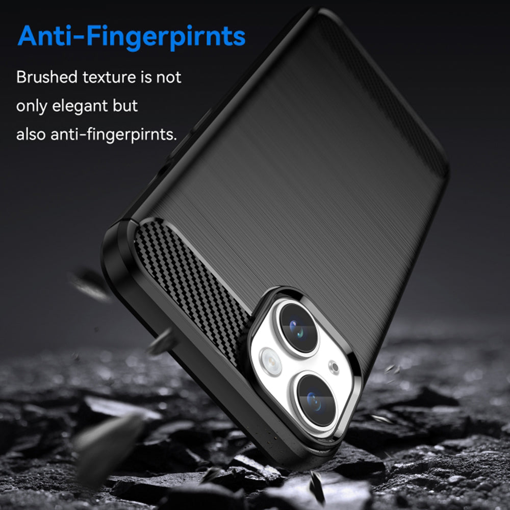 Hülle für Apple iPhone 15 Plus, Techsuit, Carbon, Schwarz