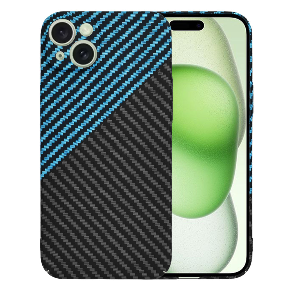 Hülle für Apple iPhone 15 Plus, Techsuit, Carbonite FiberShell, Schwarz Blau