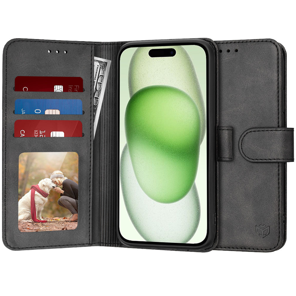 Hülle für Apple iPhone 15 Plus, Techsuit, Diary Book, Schwarz