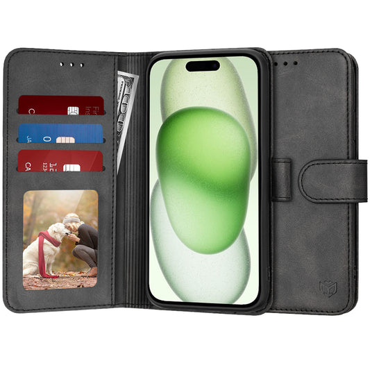 Hoes voor Apple iPhone 15 Plus, Techsuit, Diary Book, Zwart