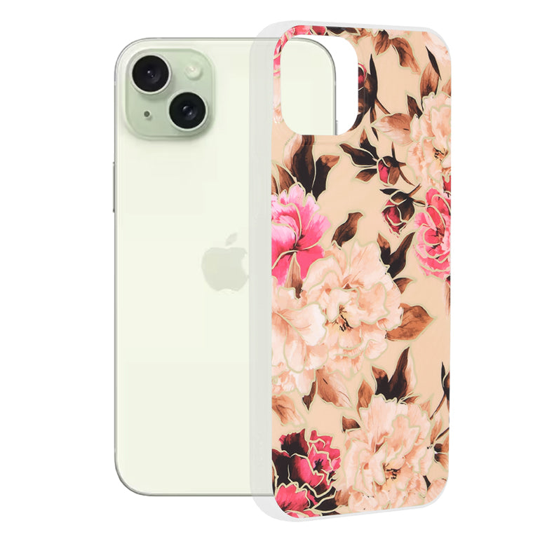 Coque pour Apple iPhone 15 Plus, Techsuit, Marble, Beige