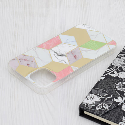 Hülle für Apple iPhone 15 Plus, Techsuit, Marble, Lila