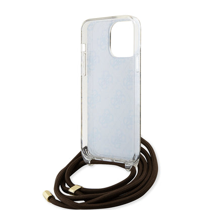 Étui pour Apple iPhone 15 Pro, Guess, Crossbody Cord 4G Print, Marron