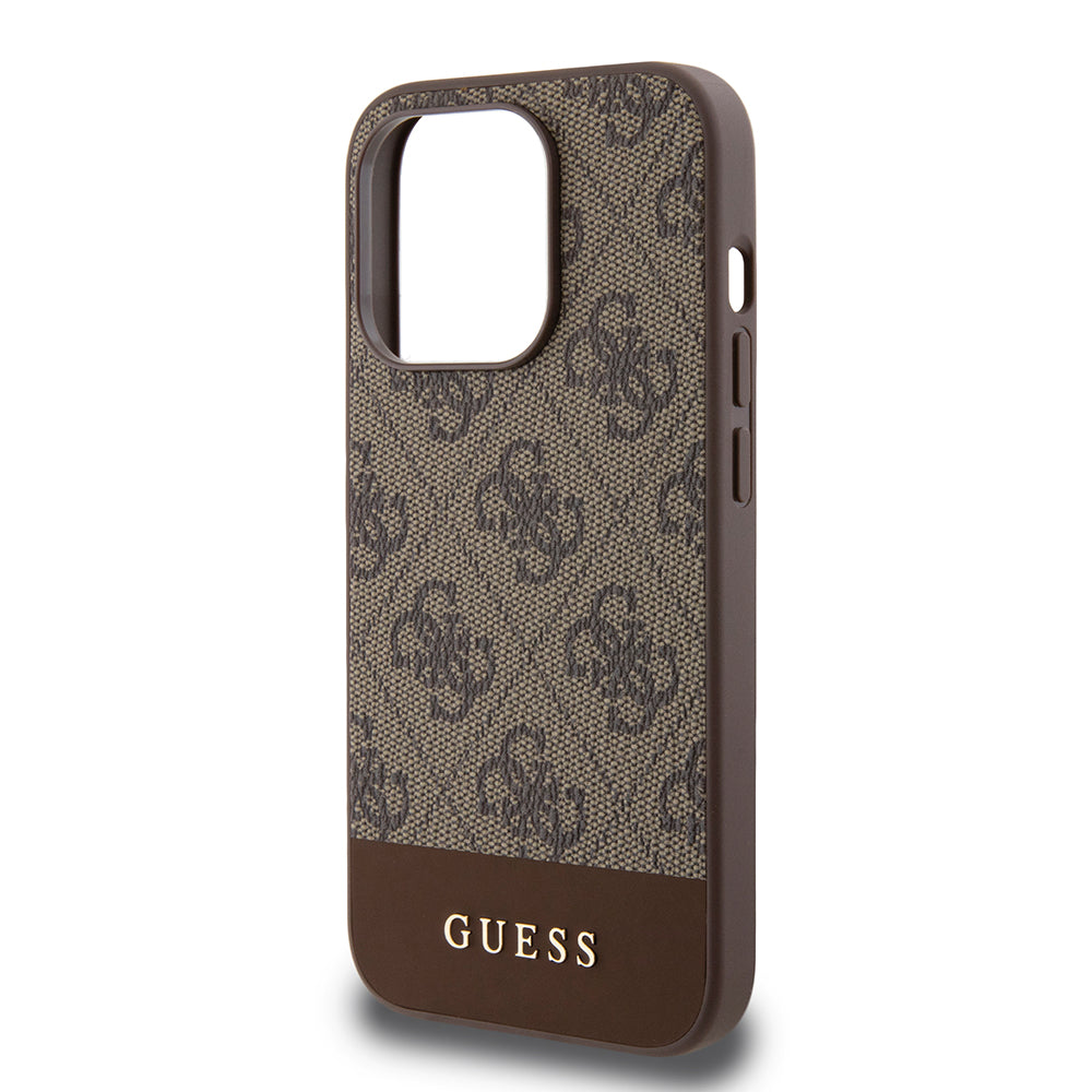 Hoes voor Apple iPhone 15 Pro, Guess, 4G Stripe, Bruin