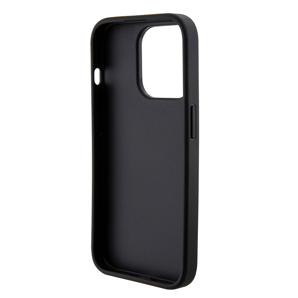Étui pour Apple iPhone 15 Pro, Guess, Grip Stand 4G Saffiano Strass, Noir