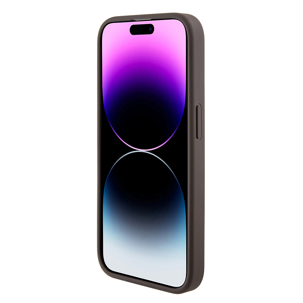 Hoes voor Apple iPhone 15 Pro, Guess, Grip Stand 4G Triangle Strass, Bruin