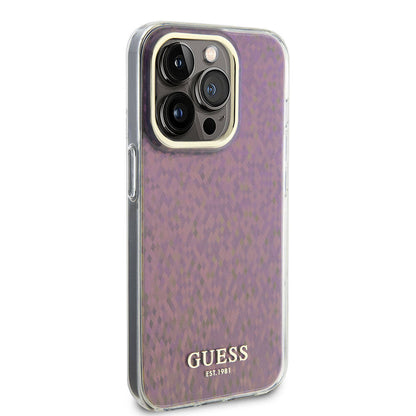 Case for Apple iPhone 15 Pro, Guess, IML Faceted Mirror Disco Iridescent, Pink