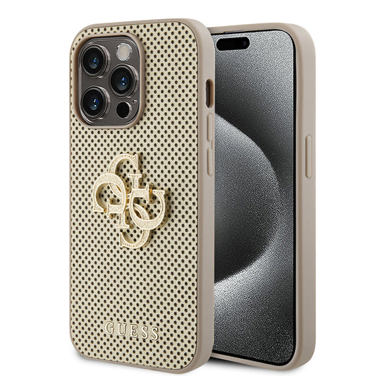 Étui pour Apple iPhone 15 Pro, Guess, Perforated 4G, Doré