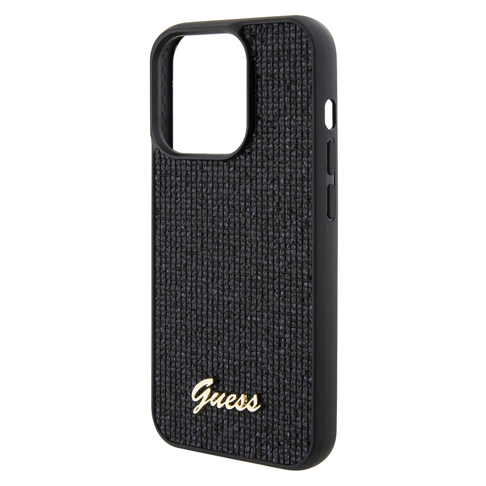 Étui pour Apple iPhone 15 Pro, Guess, PU Square Mirror Script Logo, Noir GUHCP15LPMSDGSK