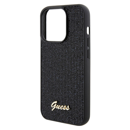 Étui pour Apple iPhone 15 Pro, Guess, PU Square Mirror Script Logo, Noir GUHCP15LPMSDGSK