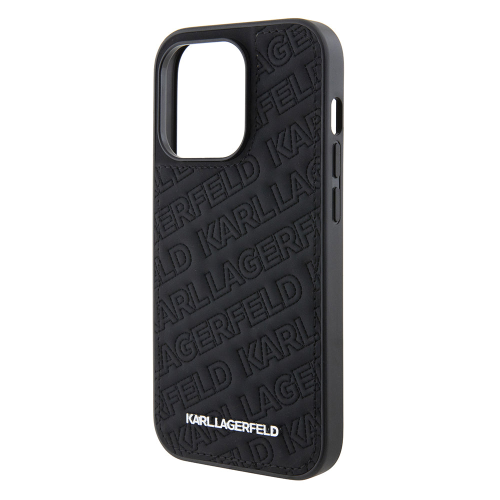 Hoes voor Apple iPhone 15 Pro, Karl Lagerfeld, Diagonal Quilted K Pattern, Zwart