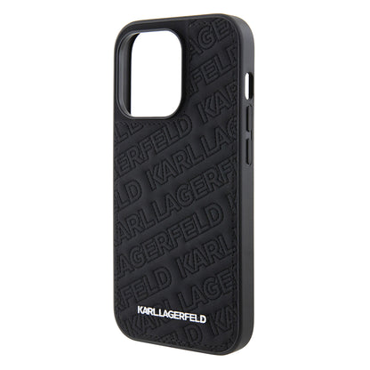 Hoes voor Apple iPhone 15 Pro, Karl Lagerfeld, Diagonal Quilted K Pattern, Zwart