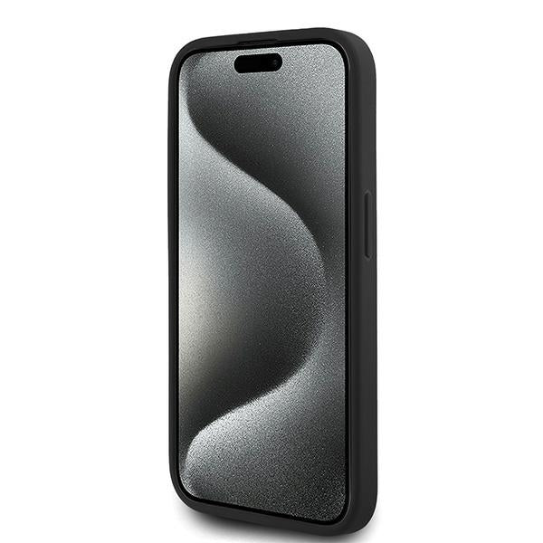 Étui pour Apple iPhone 15 Pro, Karl Lagerfeld, Diagonal Quilted Script, Noir