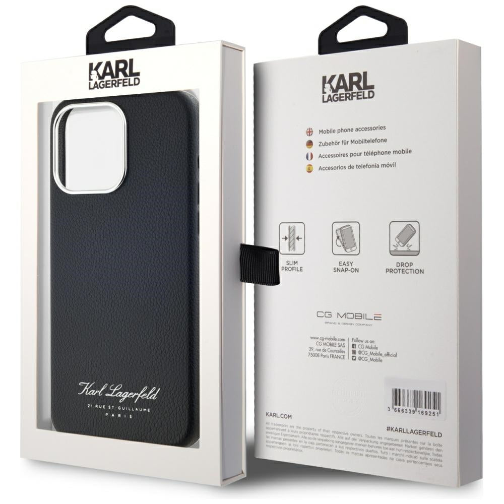 Étui pour Apple iPhone 15 Pro, Karl Lagerfeld, Grained Hotel RSG, Noir