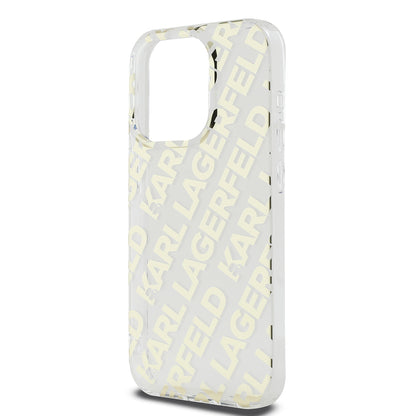 Hoes voor Apple iPhone 15 Pro, Karl Lagerfeld, IML Luxury Monogram KL Pattern met Band, Zwart