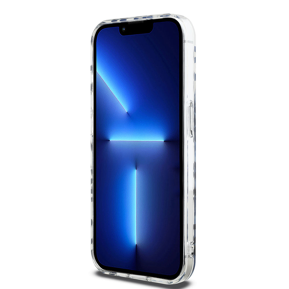 Hoes voor Apple iPhone 15 Pro, Karl Lagerfeld, IML Luxury Monogram KL Pattern met Band, Zwart