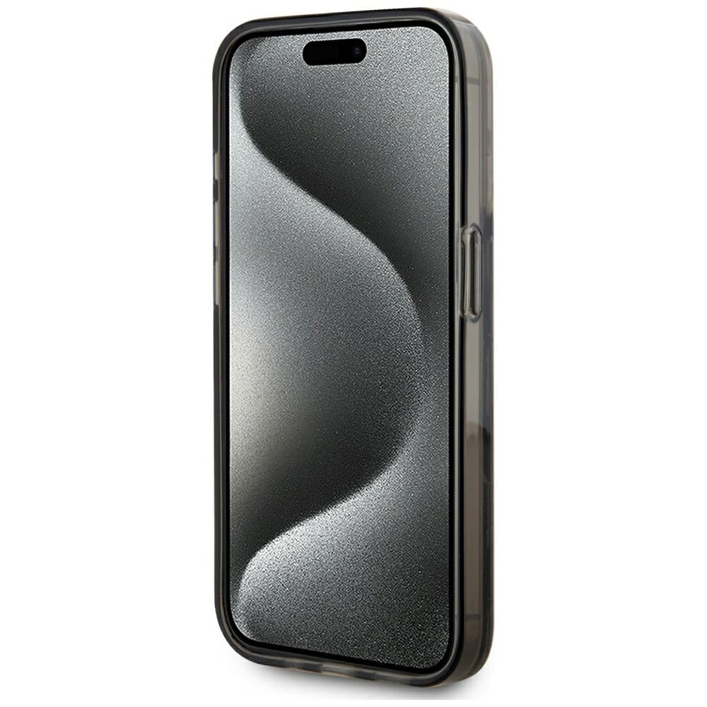 Étui pour Apple iPhone 15 Pro, Karl Lagerfeld, Monogramme à Paillettes Liquides, Noir