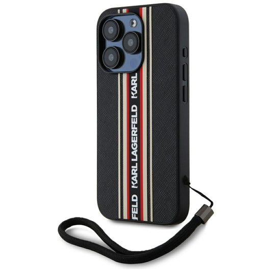 Hoes voor Apple iPhone 15 Pro, Karl Lagerfeld, Saffiano Athleisure Stripes met Band, Rosie
