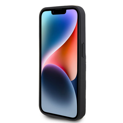 Hoes voor Apple iPhone 15 Pro, Karl Lagerfeld, Saffiano Cardslots en Stand Monogram Ikonik Karl, Zwart