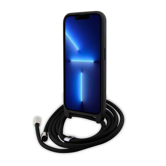 Hoes voor Apple iPhone 15 Pro, Karl Lagerfeld, Saffiano Crossbody Monogram Metal Pin Karl, Zwart