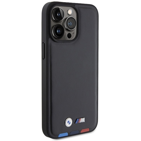 Étui pour Apple iPhone 15 Pro Max, BMW, Stamp Tricolore, Noir