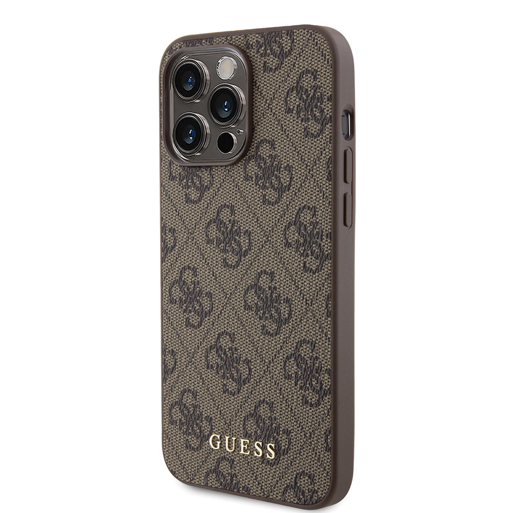 Hoes voor Apple iPhone 15 Pro Max, Guess, 4G Metal Gold Logo, Bruin