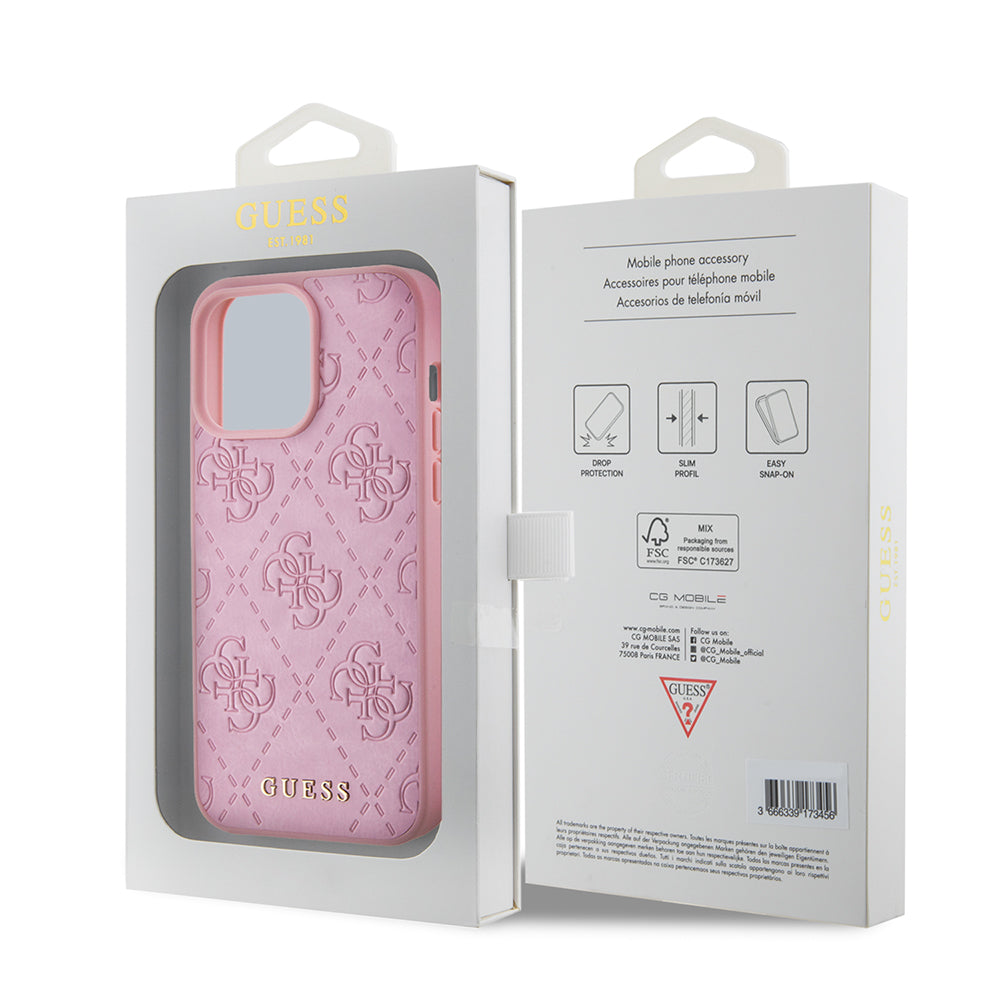 Étui pour Apple iPhone 15 Pro Max, Guess, 4G Estampé, Rose