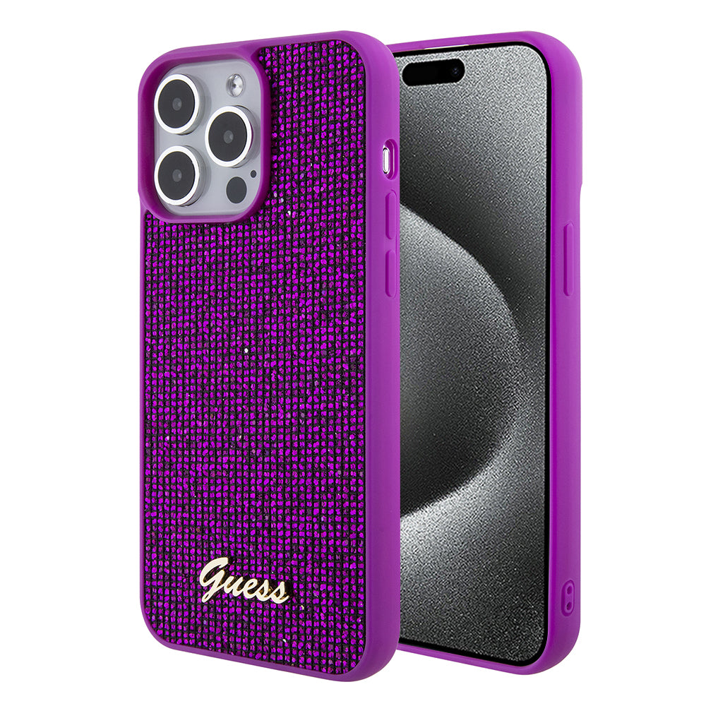 Hoes voor Apple iPhone 15 Pro Max, Guess, Disco Metal Script, Fuchsia