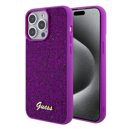 Hoes voor Apple iPhone 15 Pro Max, Guess, Disco Metal Script, Fuchsia