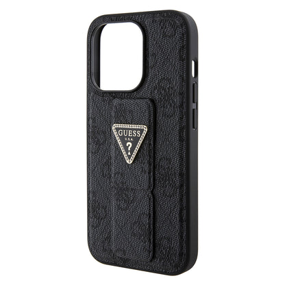 Étui pour Apple iPhone 15 Pro Max, Guess, Grip Stand 4G Triangle Strass, Noir