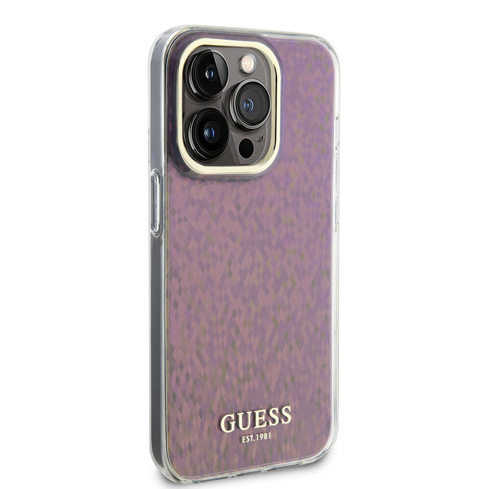 Hoesje voor Apple iPhone 15 Pro Max, Guess, IML Faceted Mirror Disco Iridescent, Roze