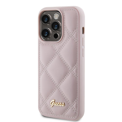 Hoes voor Apple iPhone 15 Pro Max, Guess, Quilted Metal Logo, Roze
