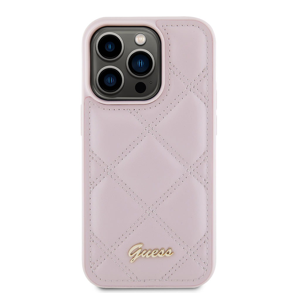 Hoes voor Apple iPhone 15 Pro Max, Guess, Quilted Metal Logo, Roze