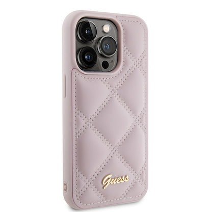 Hoes voor Apple iPhone 15 Pro Max, Guess, Quilted Metal Logo, Roze