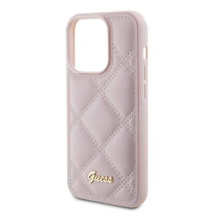Hoes voor Apple iPhone 15 Pro Max, Guess, Quilted Metal Logo, Roze