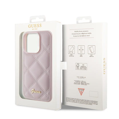 Hoes voor Apple iPhone 15 Pro Max, Guess, Quilted Metal Logo, Roze