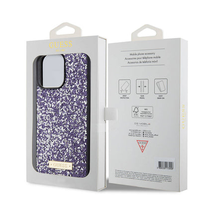 Étui pour Apple iPhone 15 Pro Max, Guess, Logo Métallique Strass, Mauve
