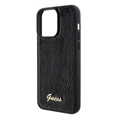 Étui pour Apple iPhone 15 Pro Max, Guess, Sequin Script Logo, Noir GUHCP15XPSFDGSK