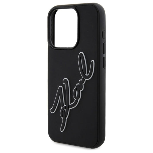 Hülle für Apple iPhone 15 Pro Max, Karl Lagerfeld, 3D Rubber Signature, Schwarz