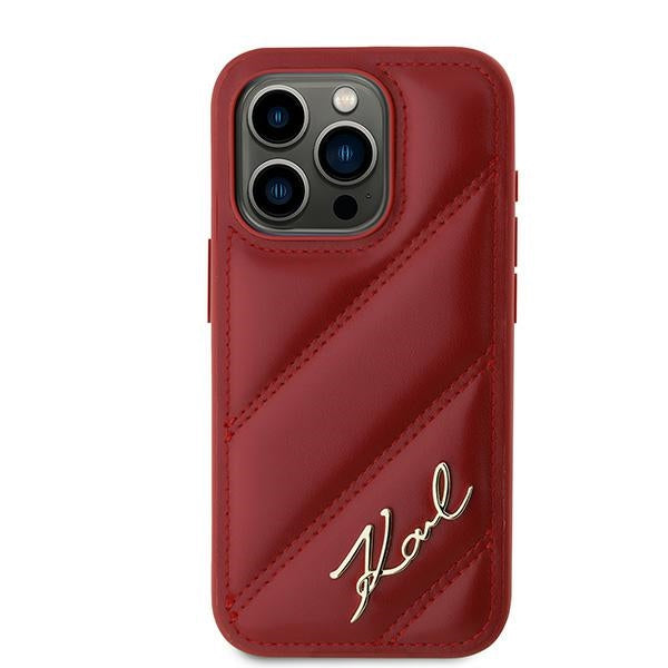 Étui pour Apple iPhone 15 Pro Max, Karl Lagerfeld, Diagonal Quilted Script, Rose