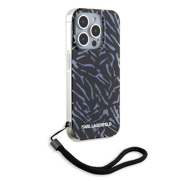 Étui pour Apple iPhone 15 Pro Max, Karl Lagerfeld, Zebra with Cord Strap, Violet