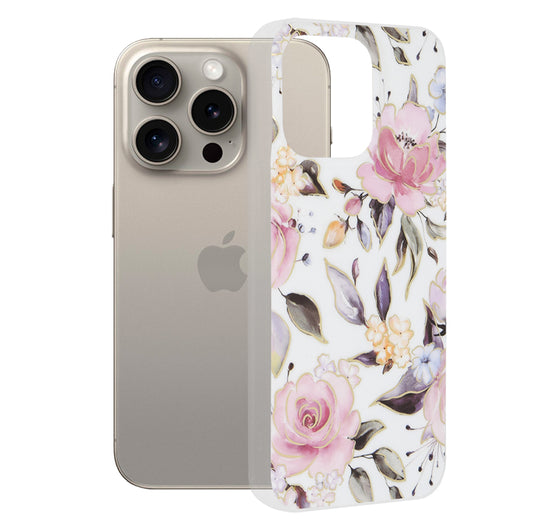 Coque pour Apple iPhone 15 Pro Max, Techsuit, Marble, Blanc