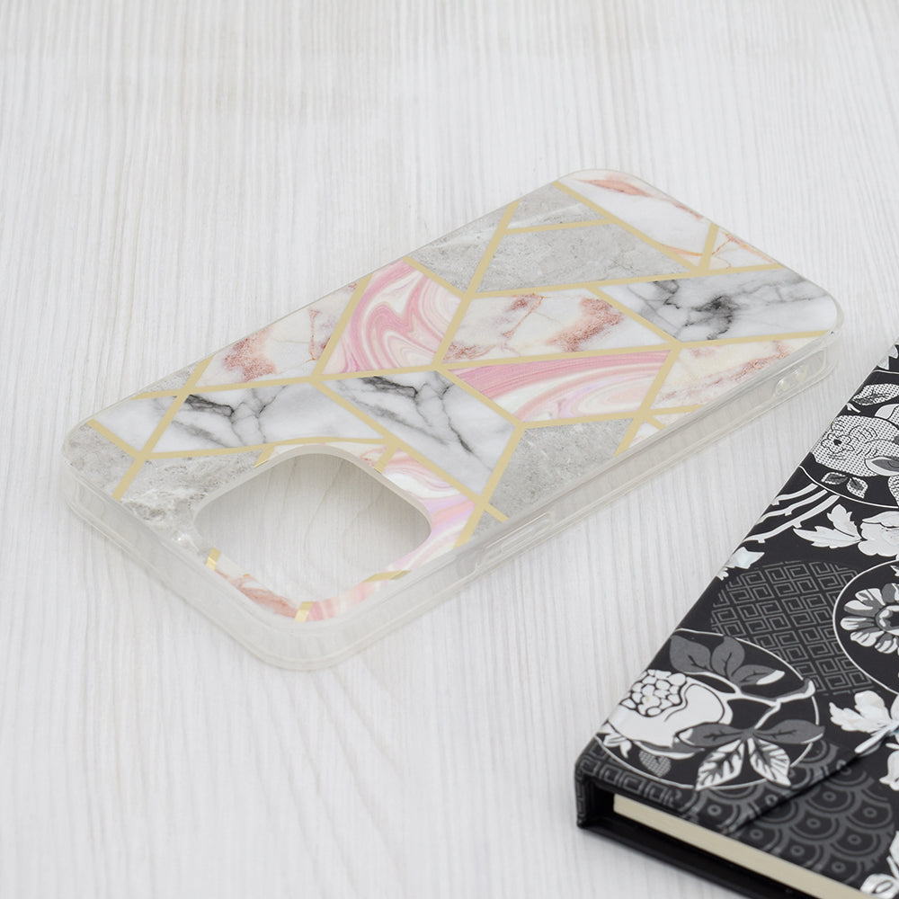 Hülle für Apple iPhone 15 Pro Max, Techsuit, Marble, Rosa