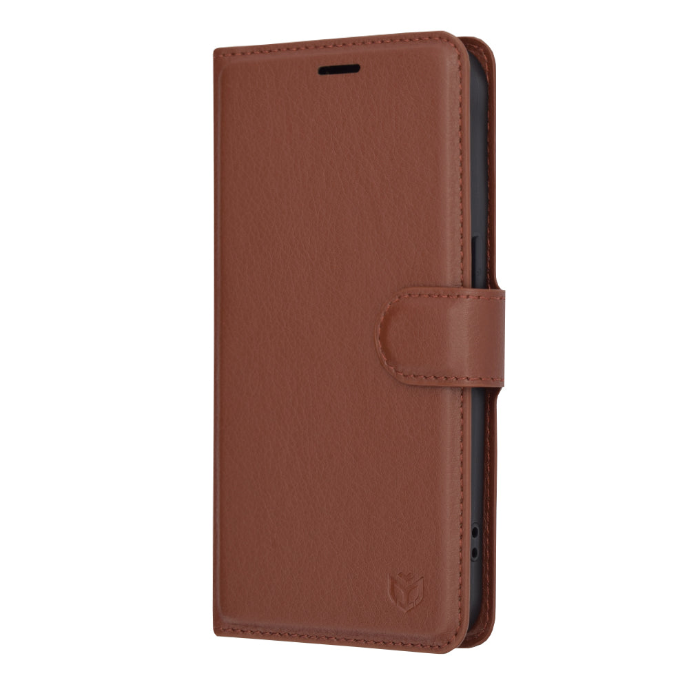 Hülle für Apple iPhone 15 Pro, Techsuit, Leder-Folio, Braun