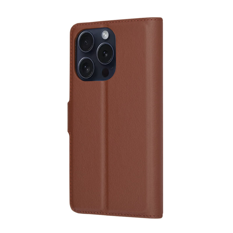 Hülle für Apple iPhone 15 Pro, Techsuit, Leder-Folio, Braun