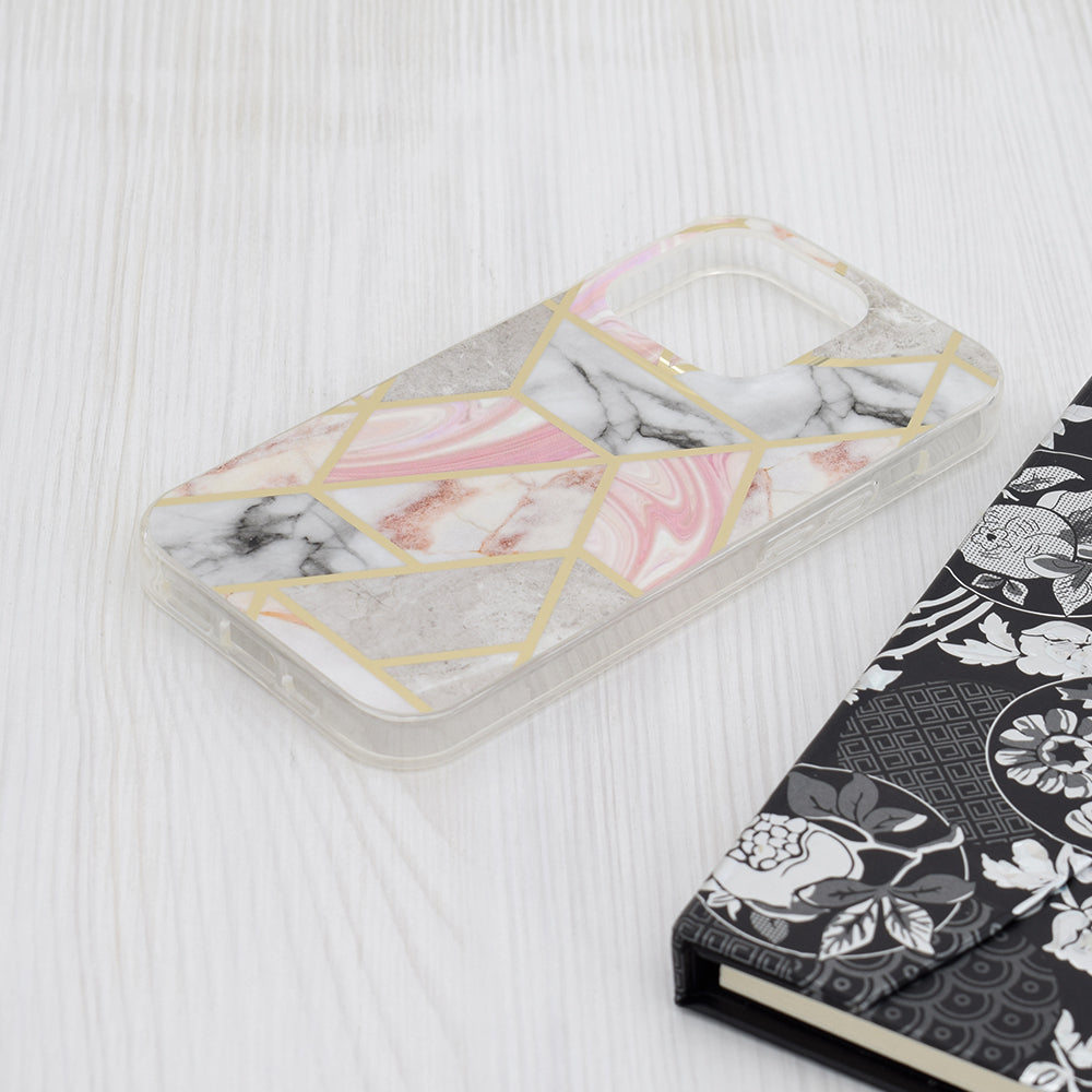 Coque pour Apple iPhone 15 Pro, Techsuit, Marble, Rose