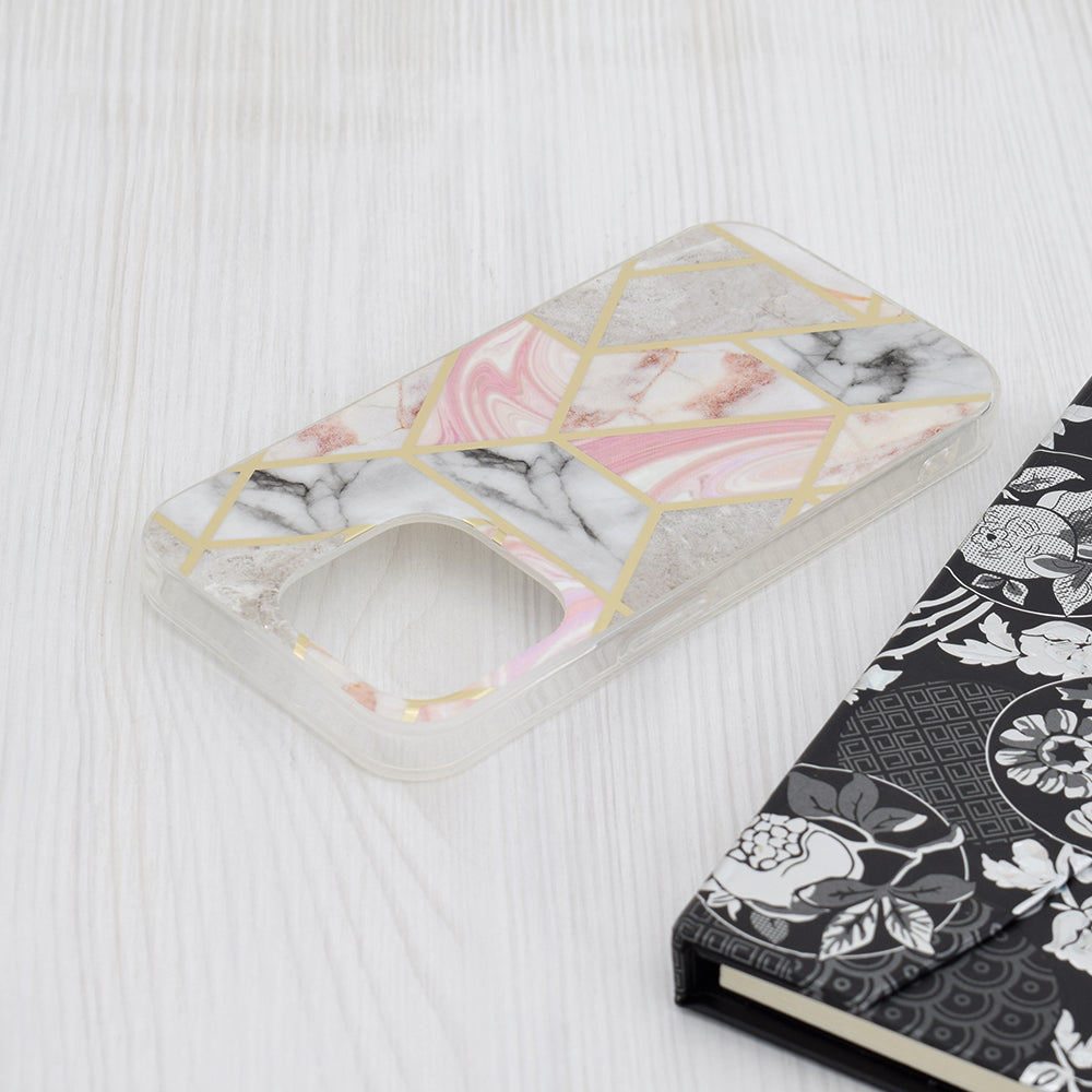 Coque pour Apple iPhone 15 Pro, Techsuit, Marble, Rose