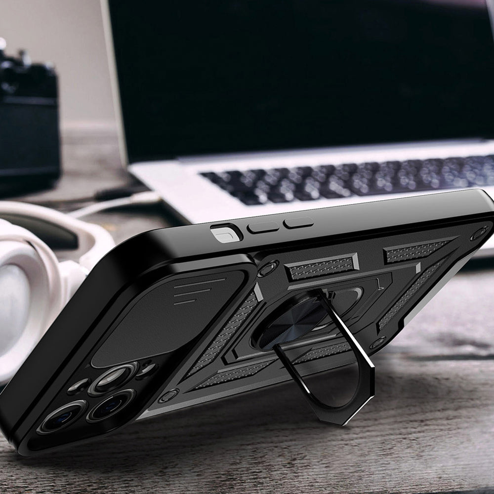 Hülle für Apple iPhone 15, Techsuit, CamShield, Schwarz