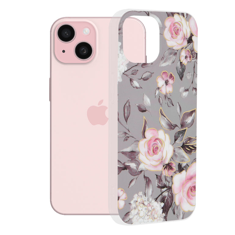 Coque pour Apple iPhone 15, Techsuit, Marble, Gris